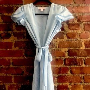 Oscar de la Renta Peignoir Blue Short Laced Nightgown Robe